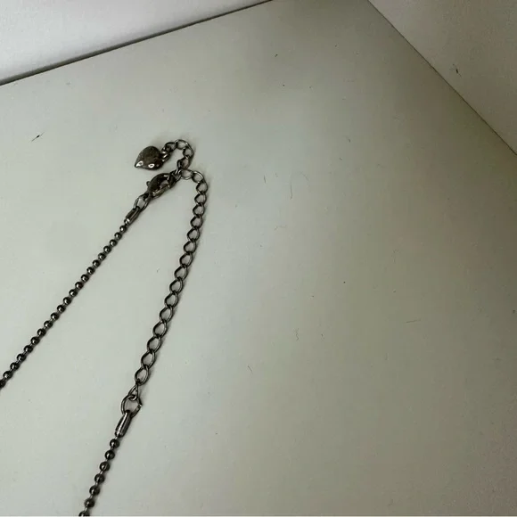 Art Deco Falling Pointed Silver-Tone w Metal & Rhinestone Flapper Necklace - Picture 7 of 9